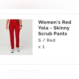 FIGS red yola skinny scrub pants